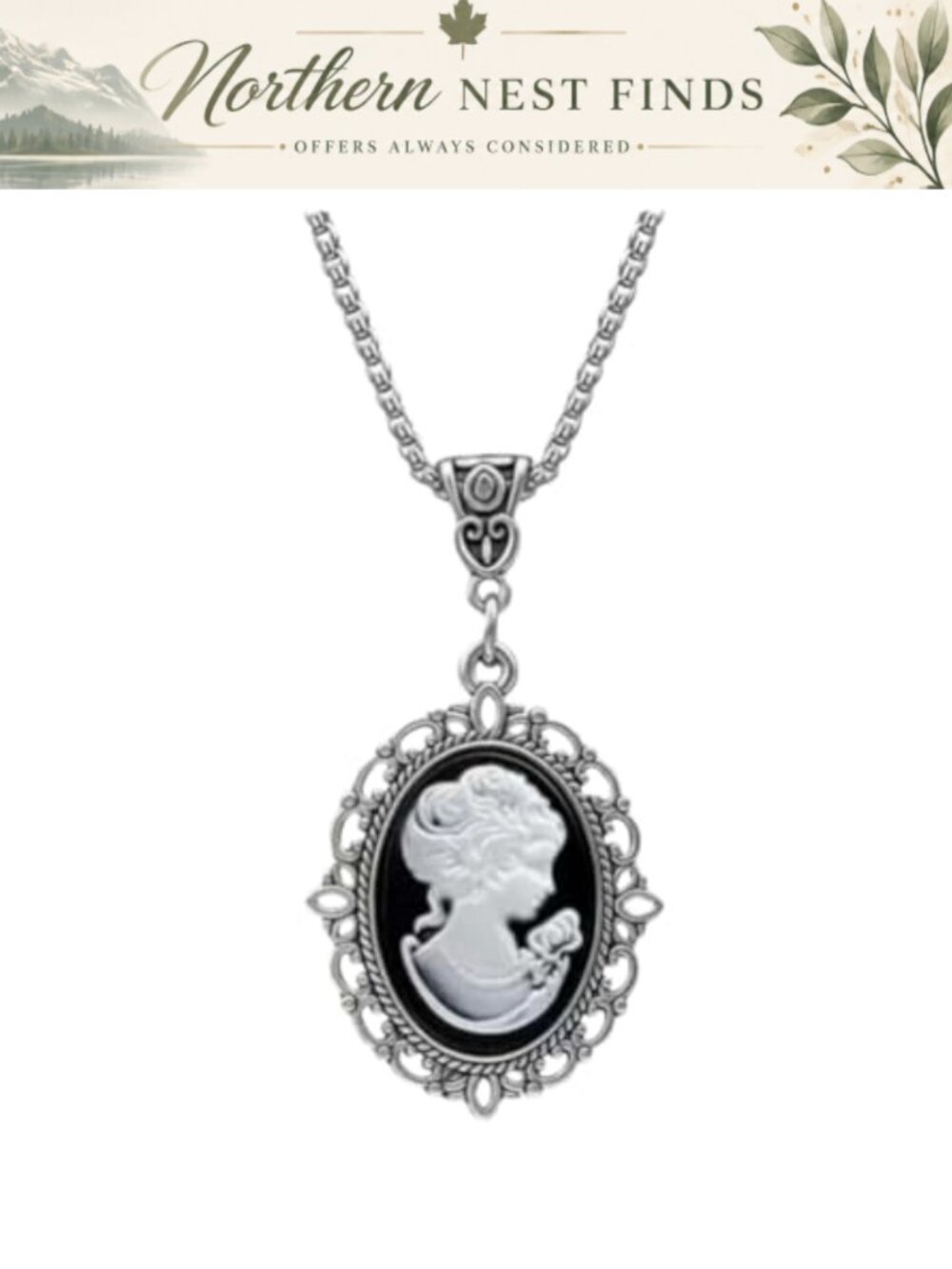 Gothic Victorian Black Cameo Embossed Oval Choker Necklace 18 Inch